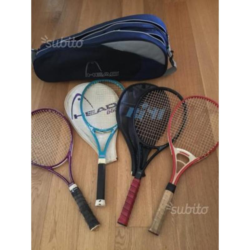 Set 4 racchette da tennis con borsa