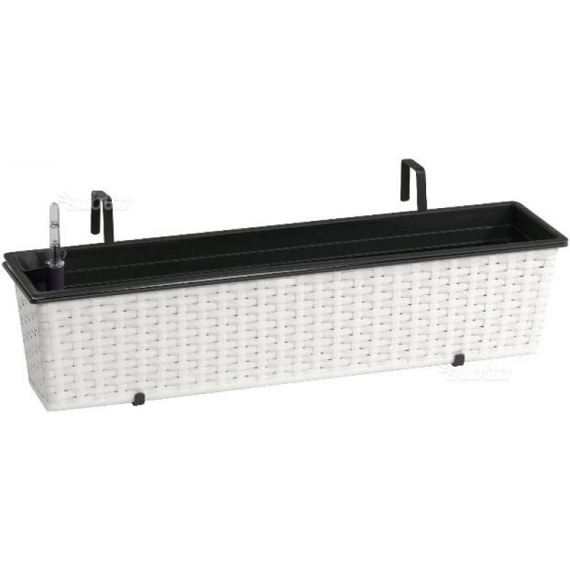 BALCONIERA in Polyrattan con ganci, colore BIANCO