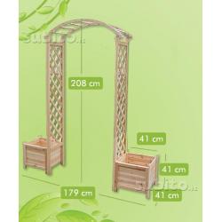 Pergola ad arco grigliato in legno massello con fi