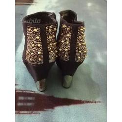 Scarpe ragazza,donna scamosciate nere oro